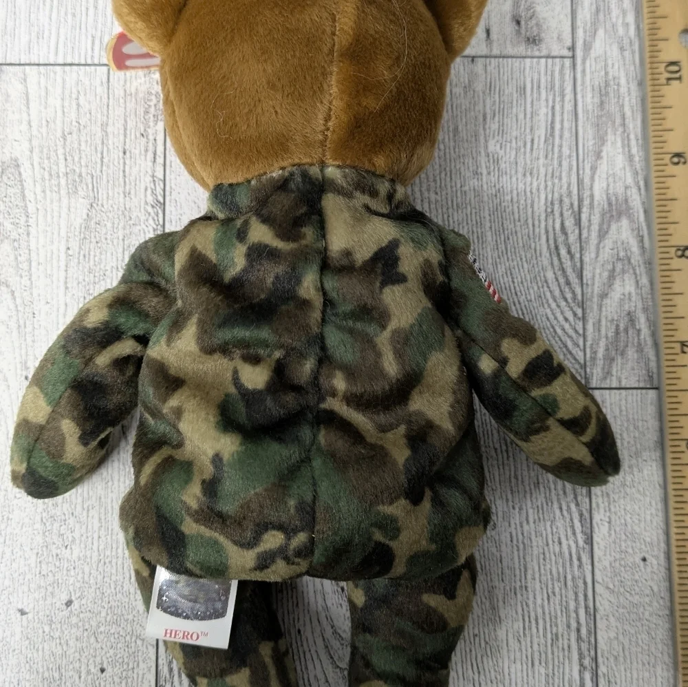 Ty hero Camouflage Bear with Brown Head and Green Body
